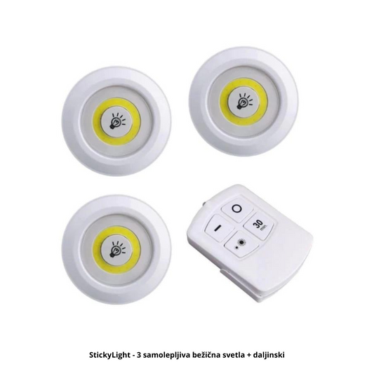 3 samolepljiva bežična svetla + daljinski
