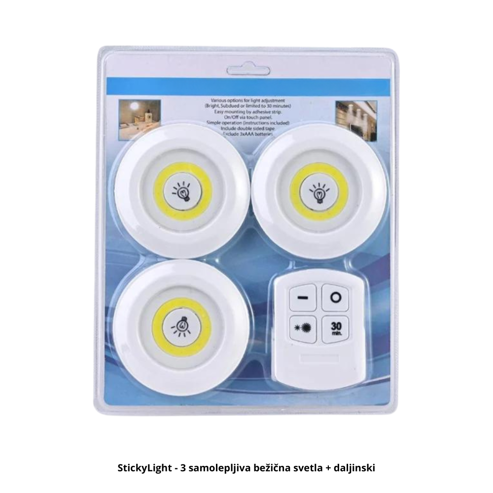 3 samolepljiva bežična svetla + daljinski
