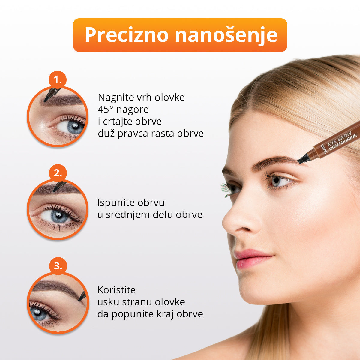 Četvorostruka vodootporna microblading olovka za obrve
