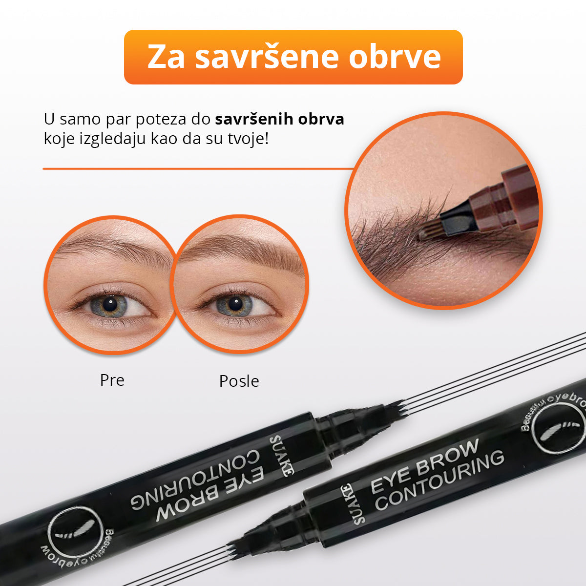 Četvorostruka vodootporna microblading olovka za obrve