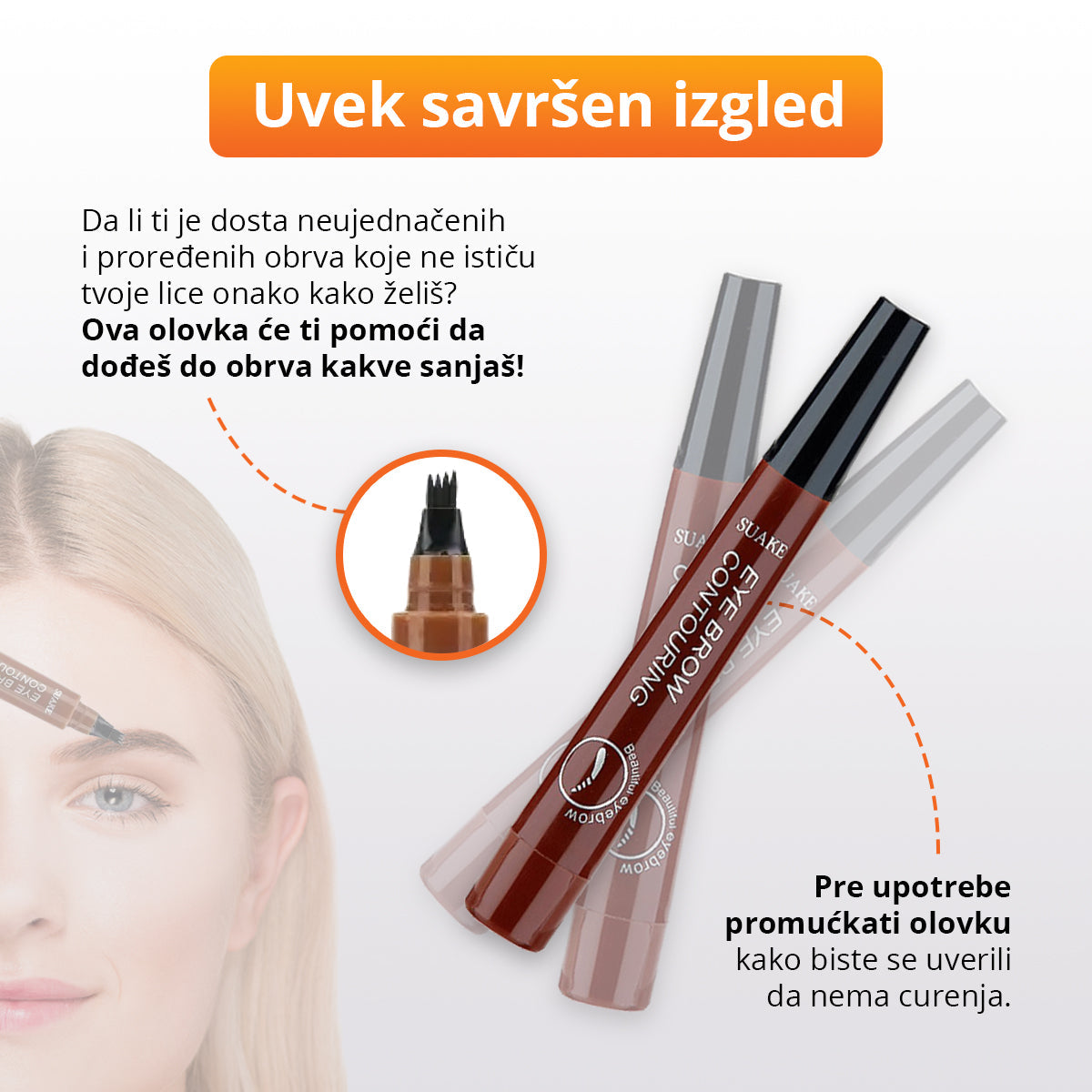 Četvorostruka vodootporna microblading olovka za obrve