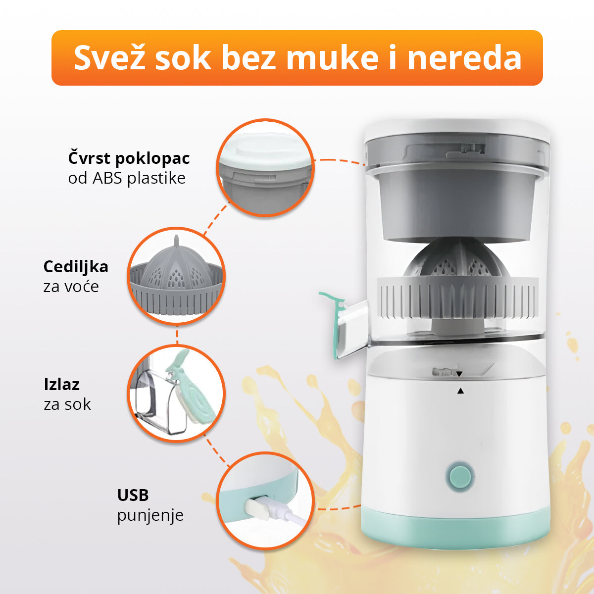 Bežični sokovnik za lako ceđenje voća