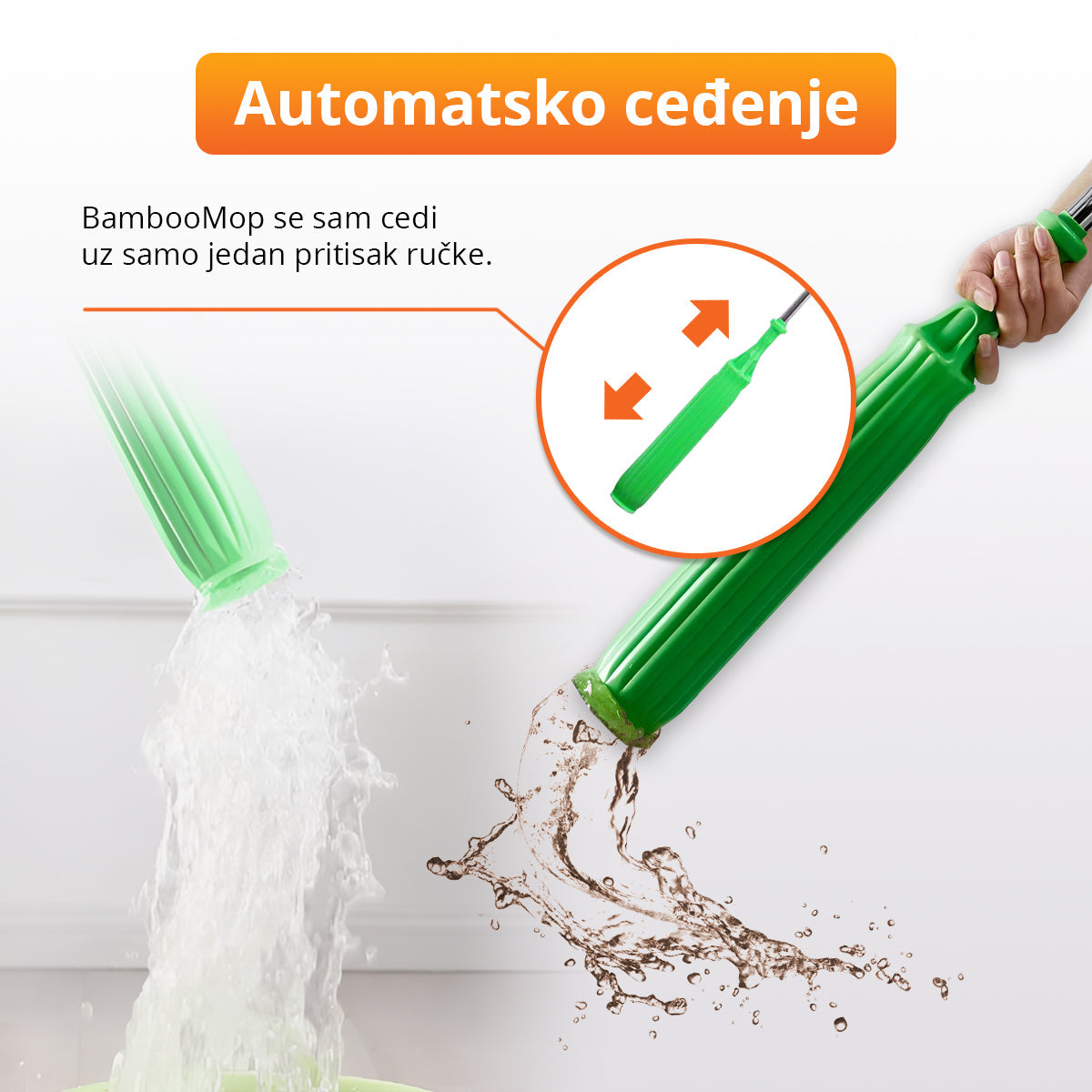 Brzoupijajući mop sa automatskim ceđenjem