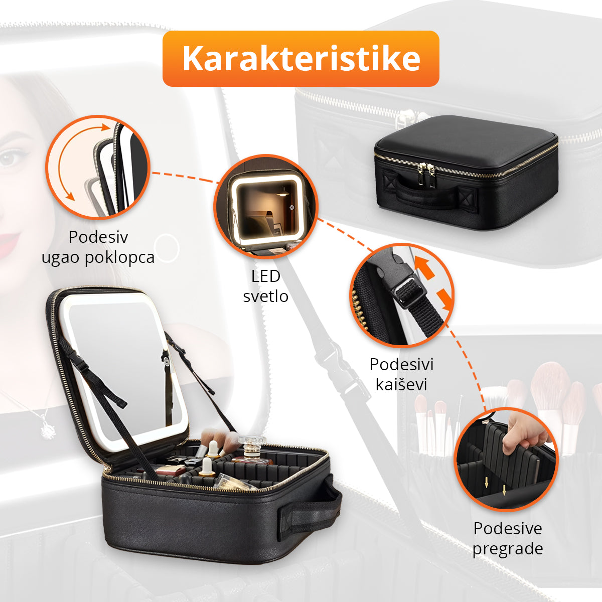 Torba za šminku sa LED ogledalom