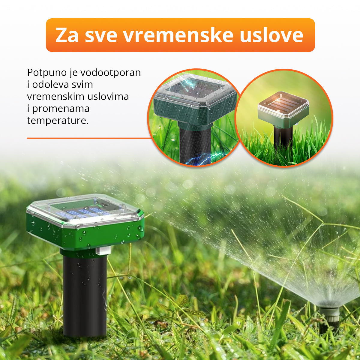 Solarni ultrazvučni rasterivač krtica i ostalih štetočina (2 komada)