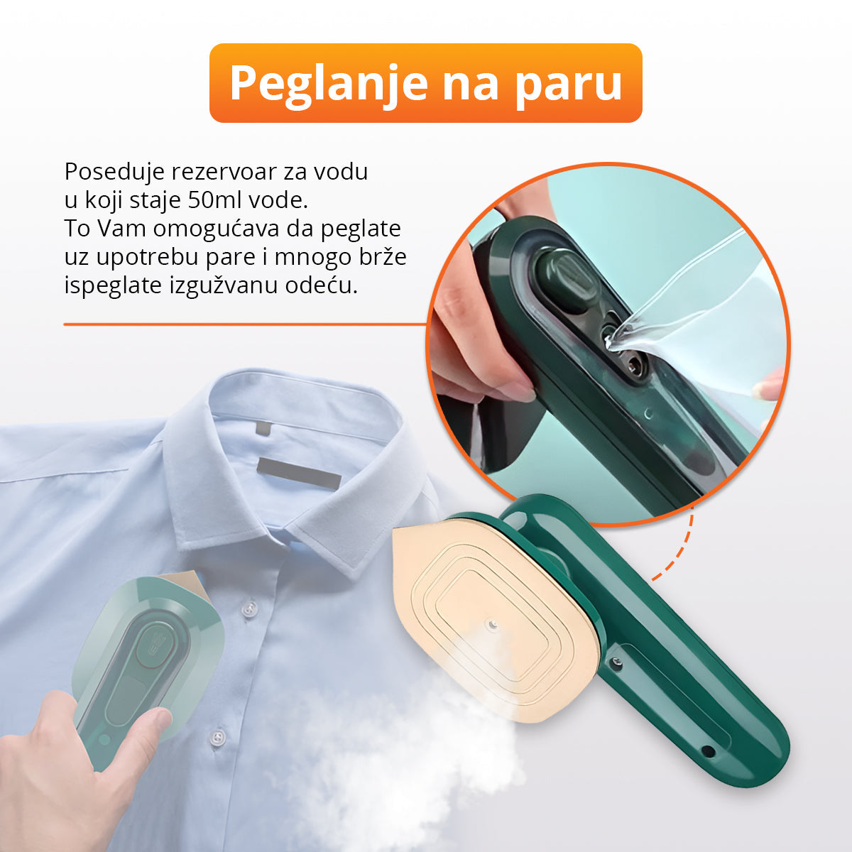 Mini parna putna pegla