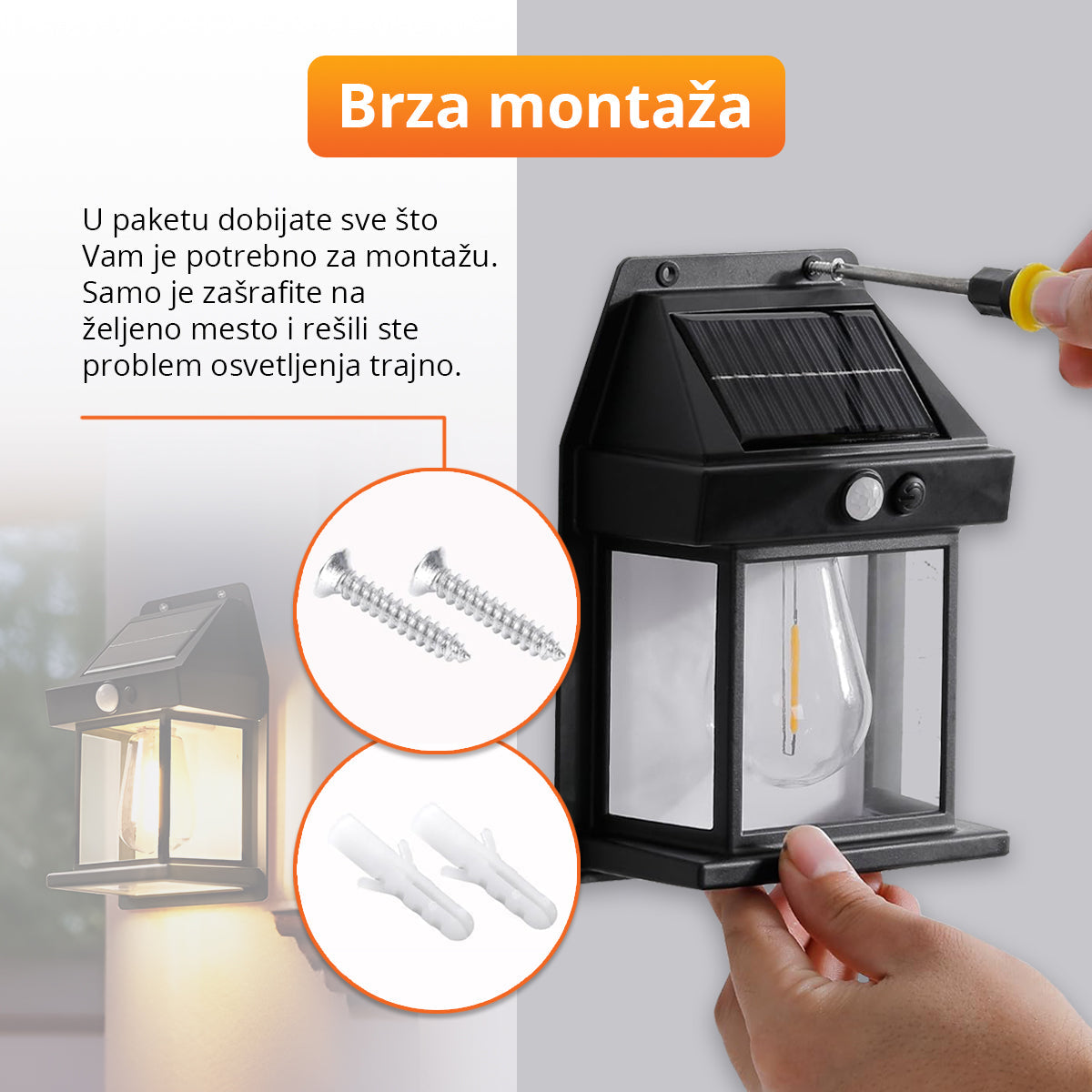 Solarna lampa sa senzorom pokreta