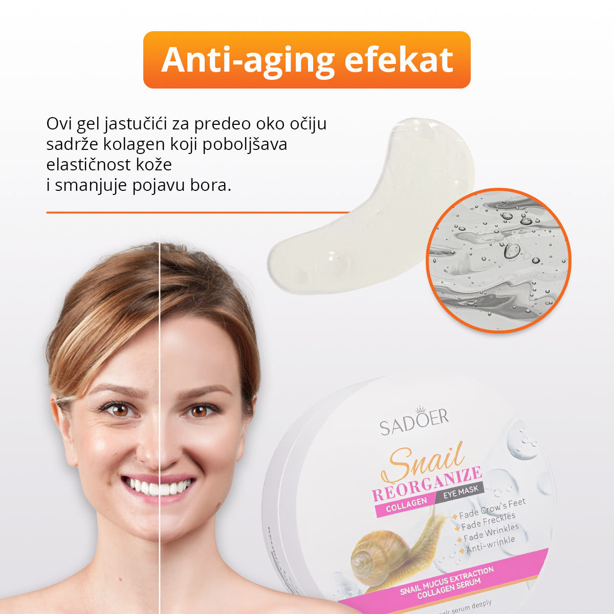 Gel jastučići sa kolagenom za predeo oko očiju (30 pari)