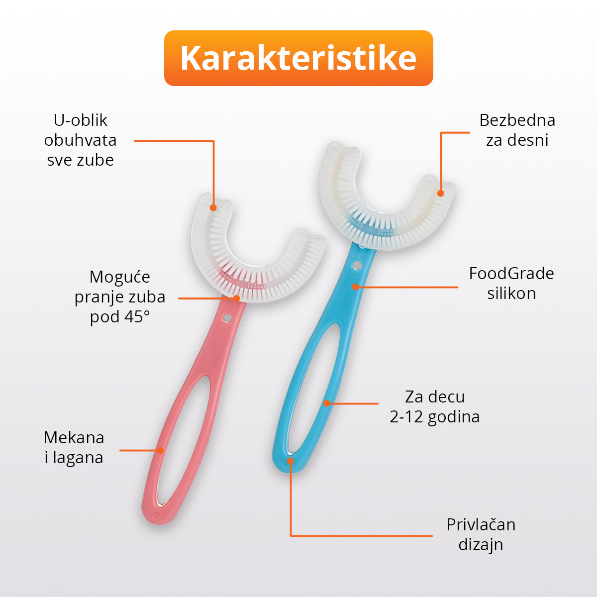 Polukružna četkica za zube za decu (2-12 godina)