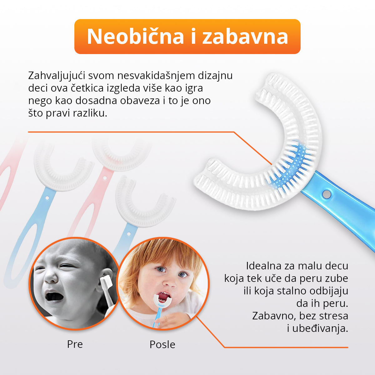 Polukružna četkica za zube za decu (2-12 godina)