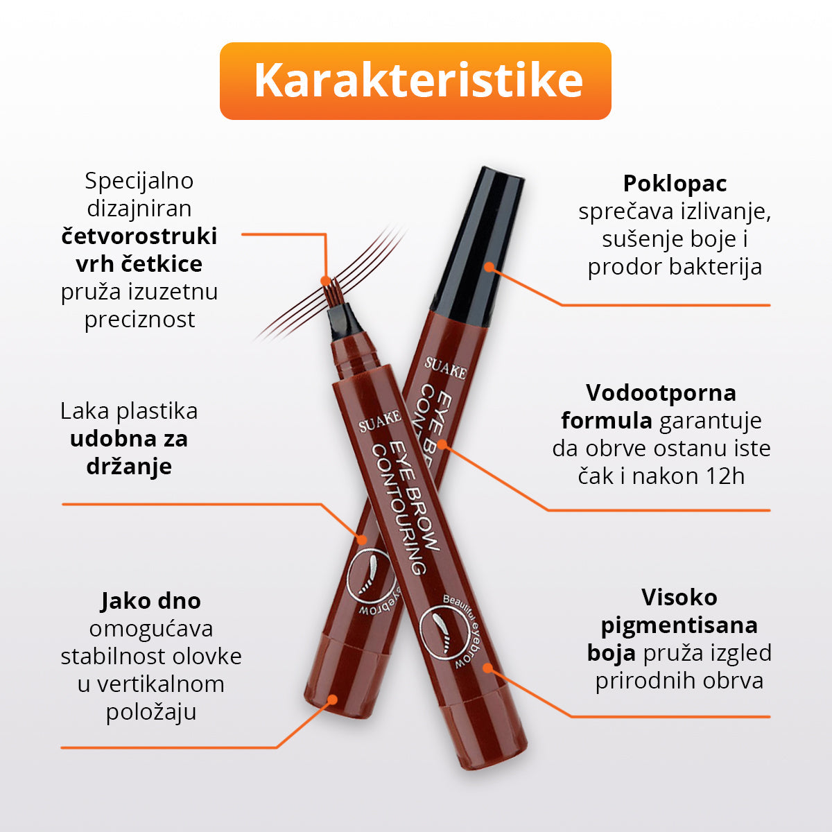 Četvorostruka vodootporna microblading olovka za obrve