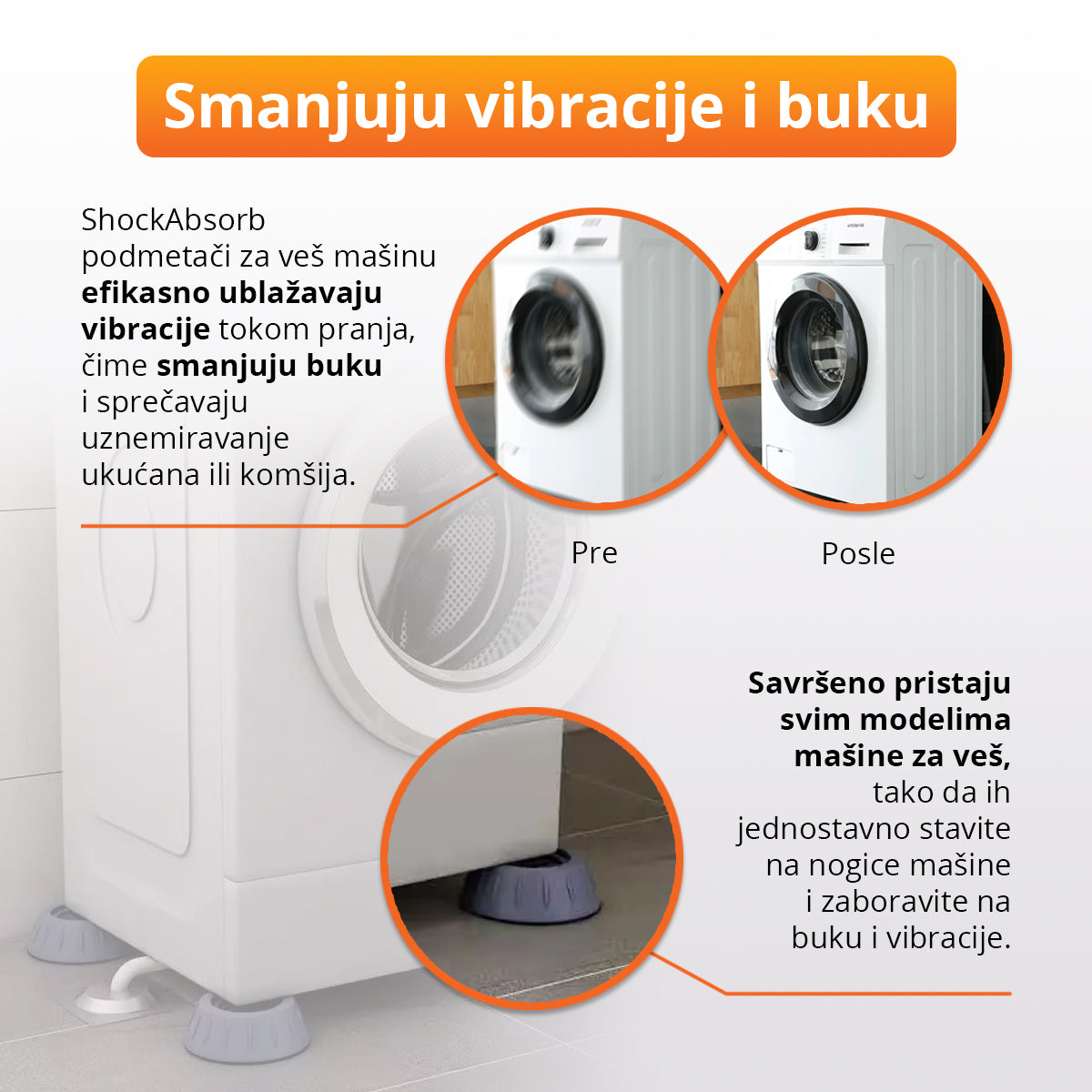 Podmetači za stabilizaciju veš mašine (4 komada)