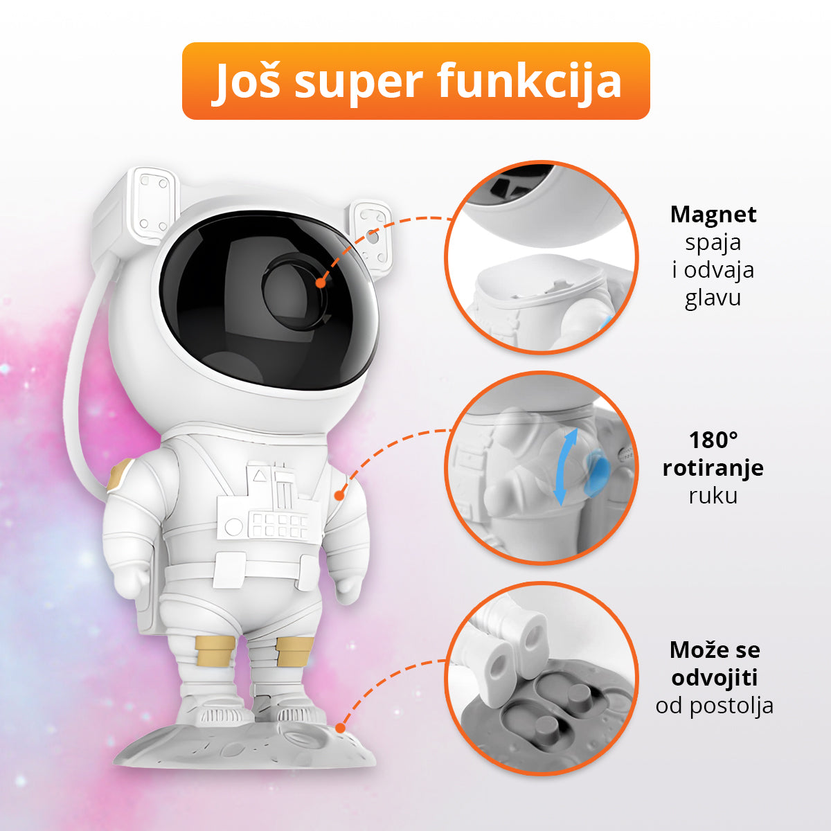 Astronaut LED projektor