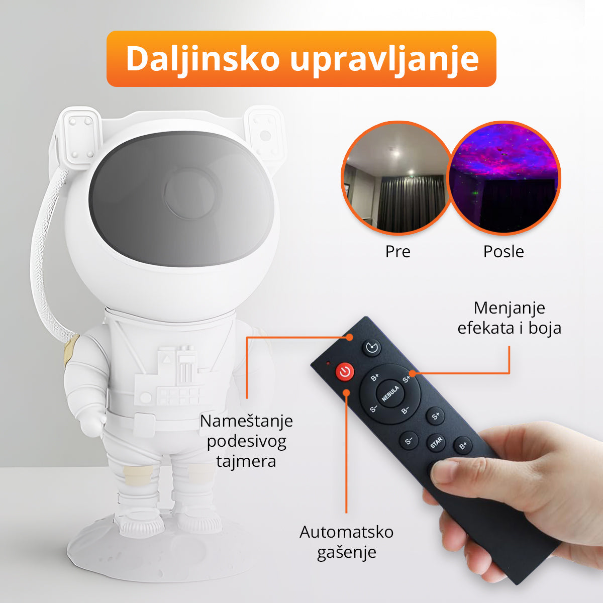 Astronaut LED projektor