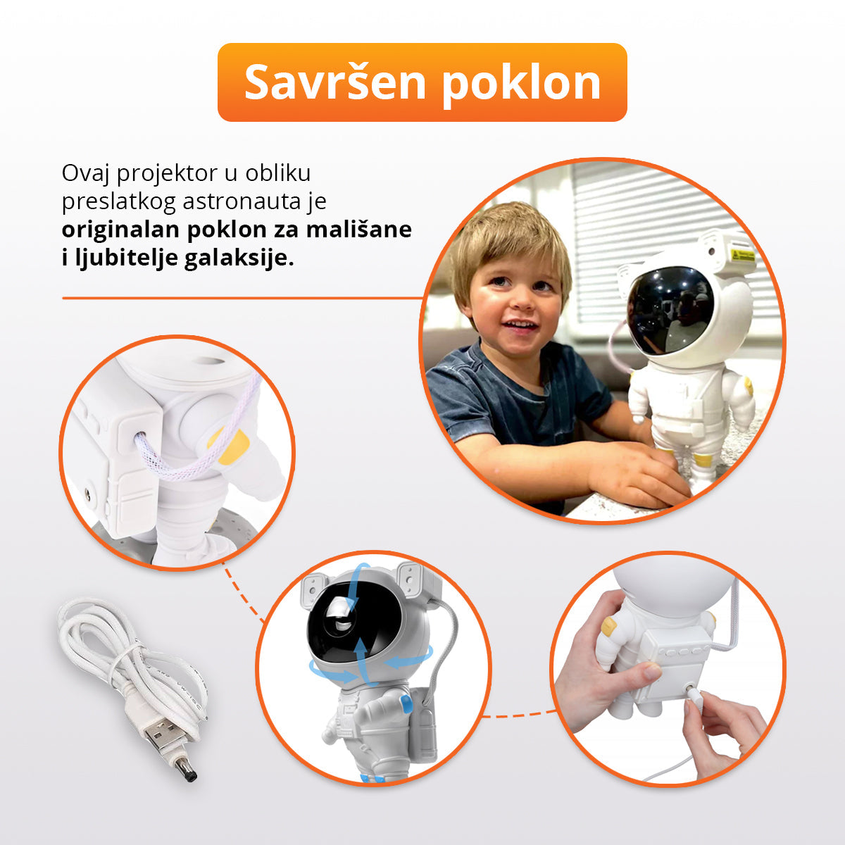 Astronaut LED projektor