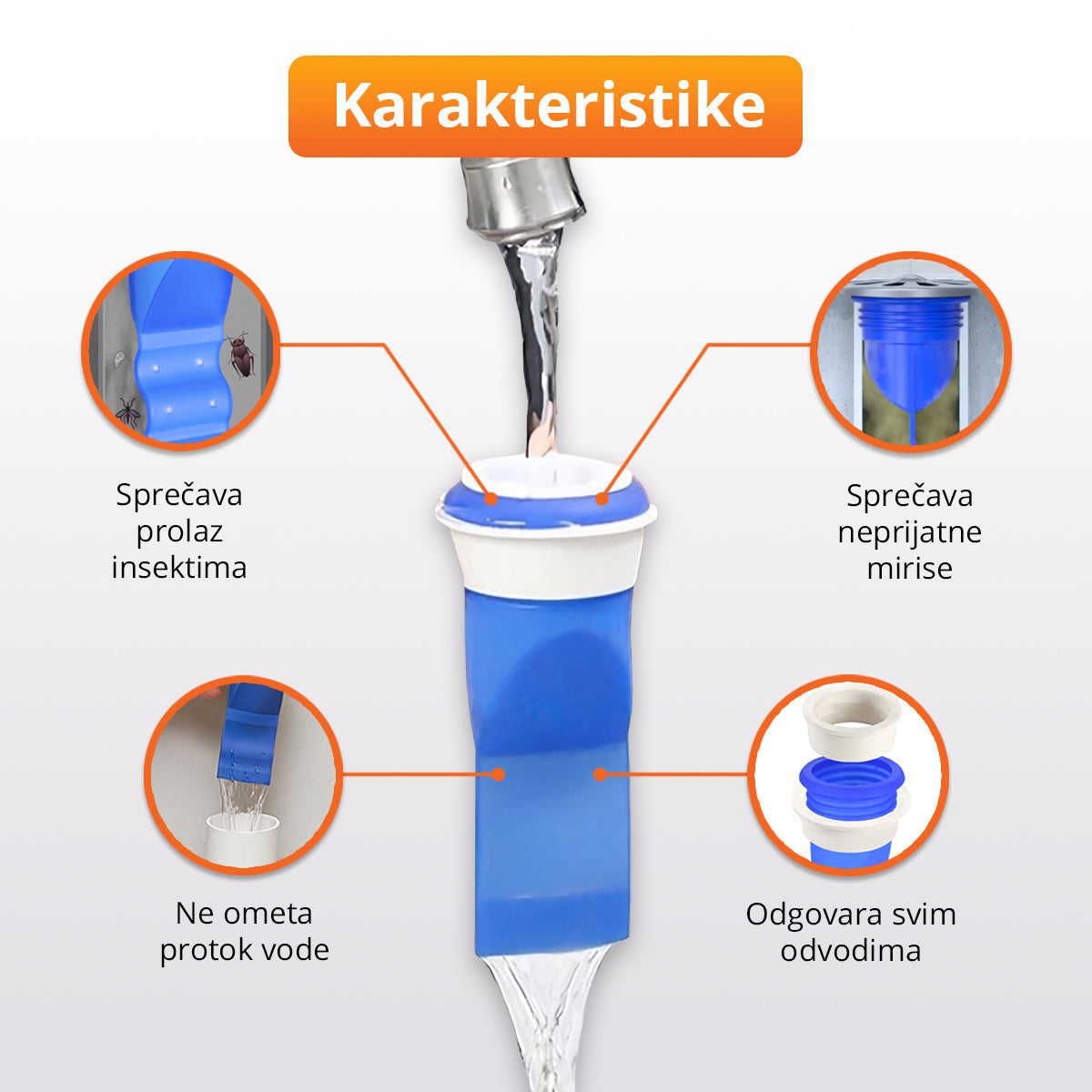 Filter protiv neprijatnih mirisa iz odvoda (4 komada)