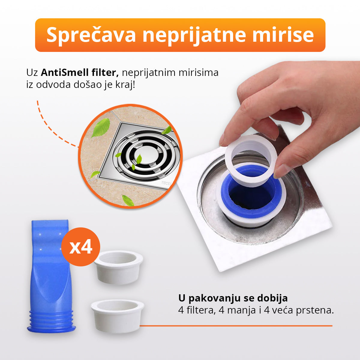 Filter protiv neprijatnih mirisa iz odvoda (4 komada)