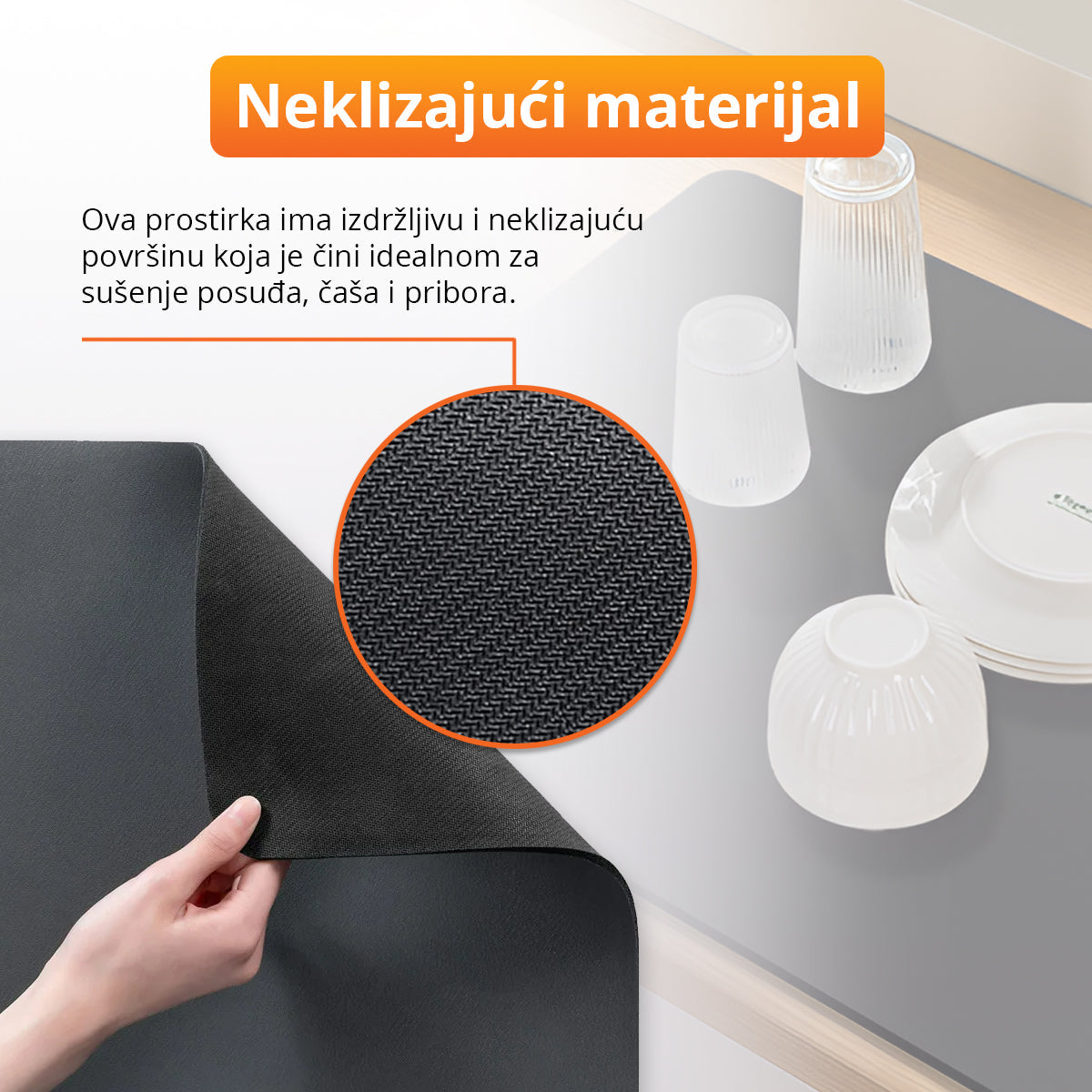 Brzoupijajuća podloga za sušenje sudova
