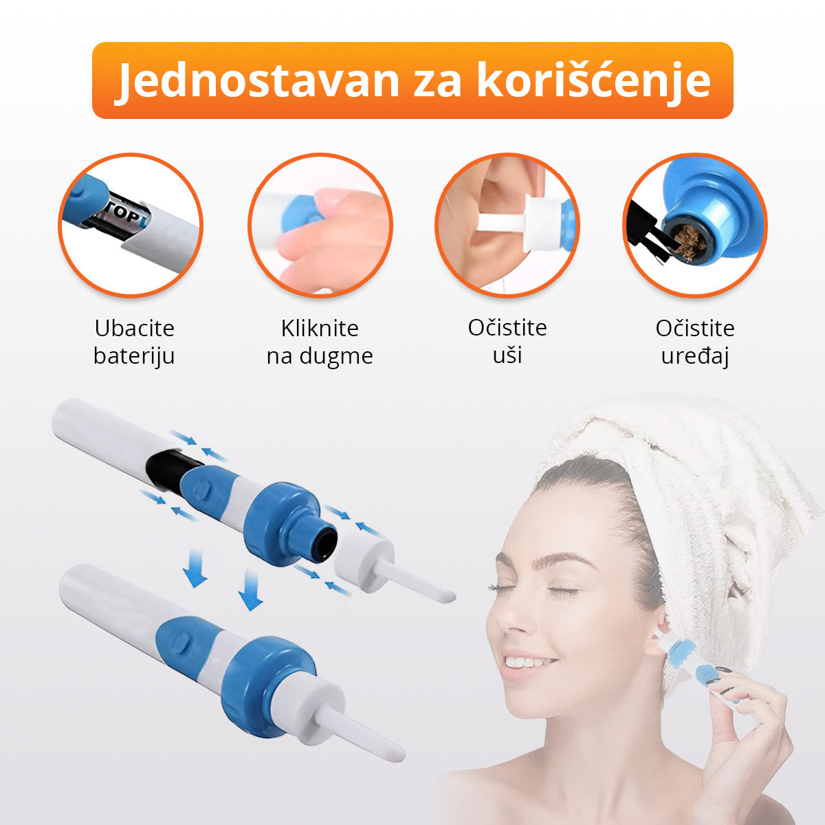 Električni uređaj za usisavanje voska iz ušiju