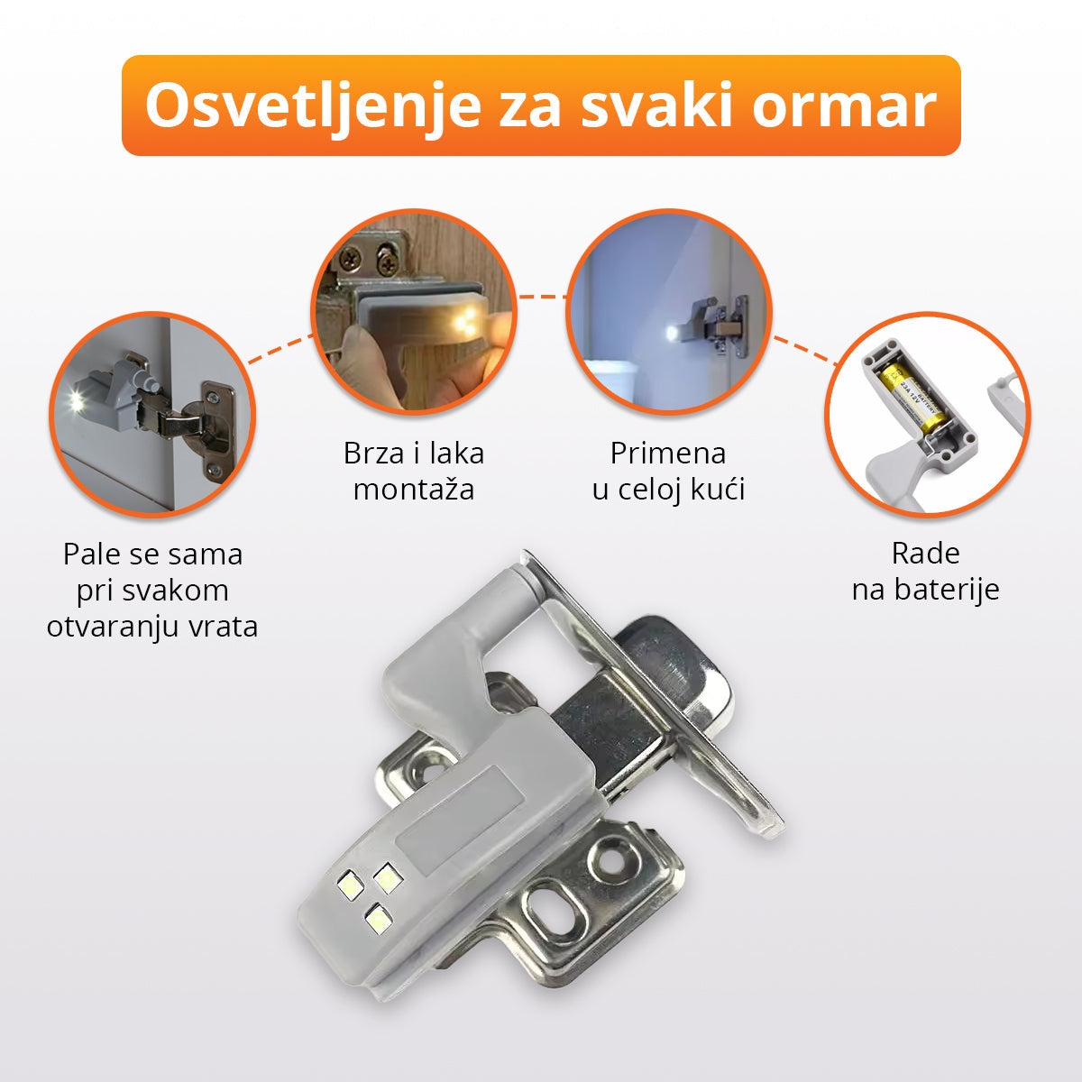LED svetlo za unutrašnjost ormara (4 komada)