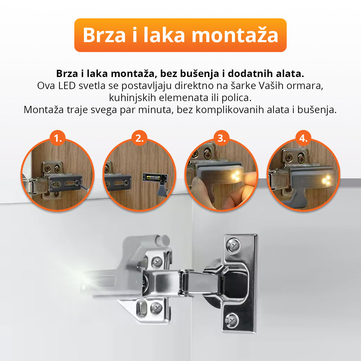 LED svetlo za unutrašnjost ormara (4 komada)