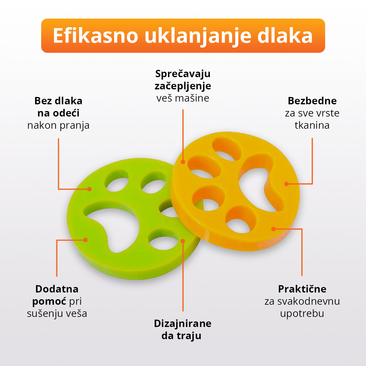 Silikonske šapice za uklanjanje dlaka sa odeće tokom pranja (2 komada)