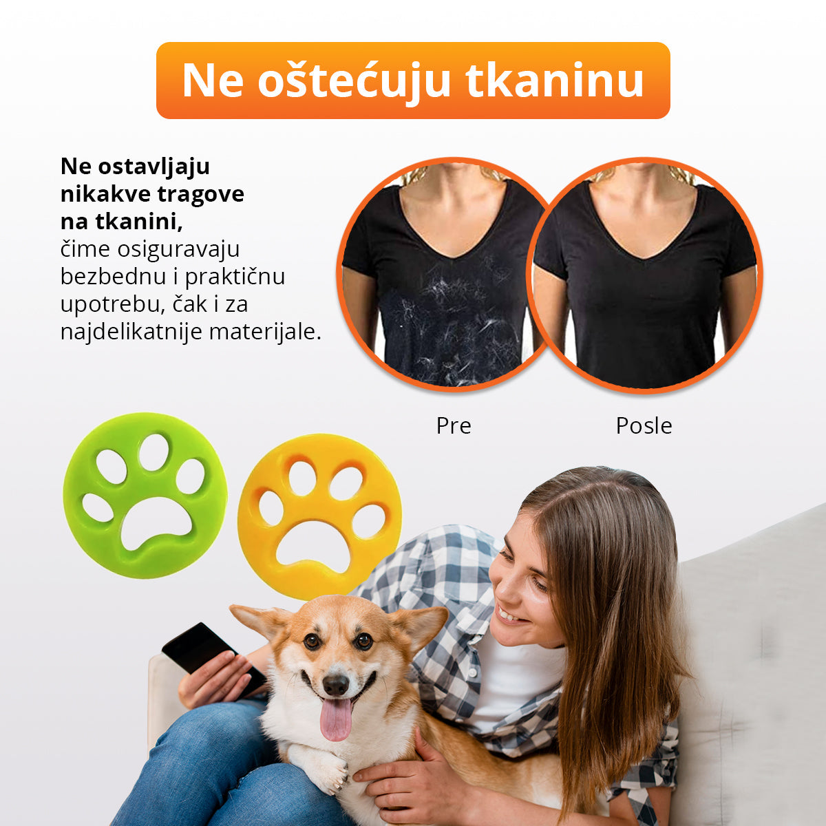 Silikonske šapice za uklanjanje dlaka sa odeće tokom pranja (2 komada)