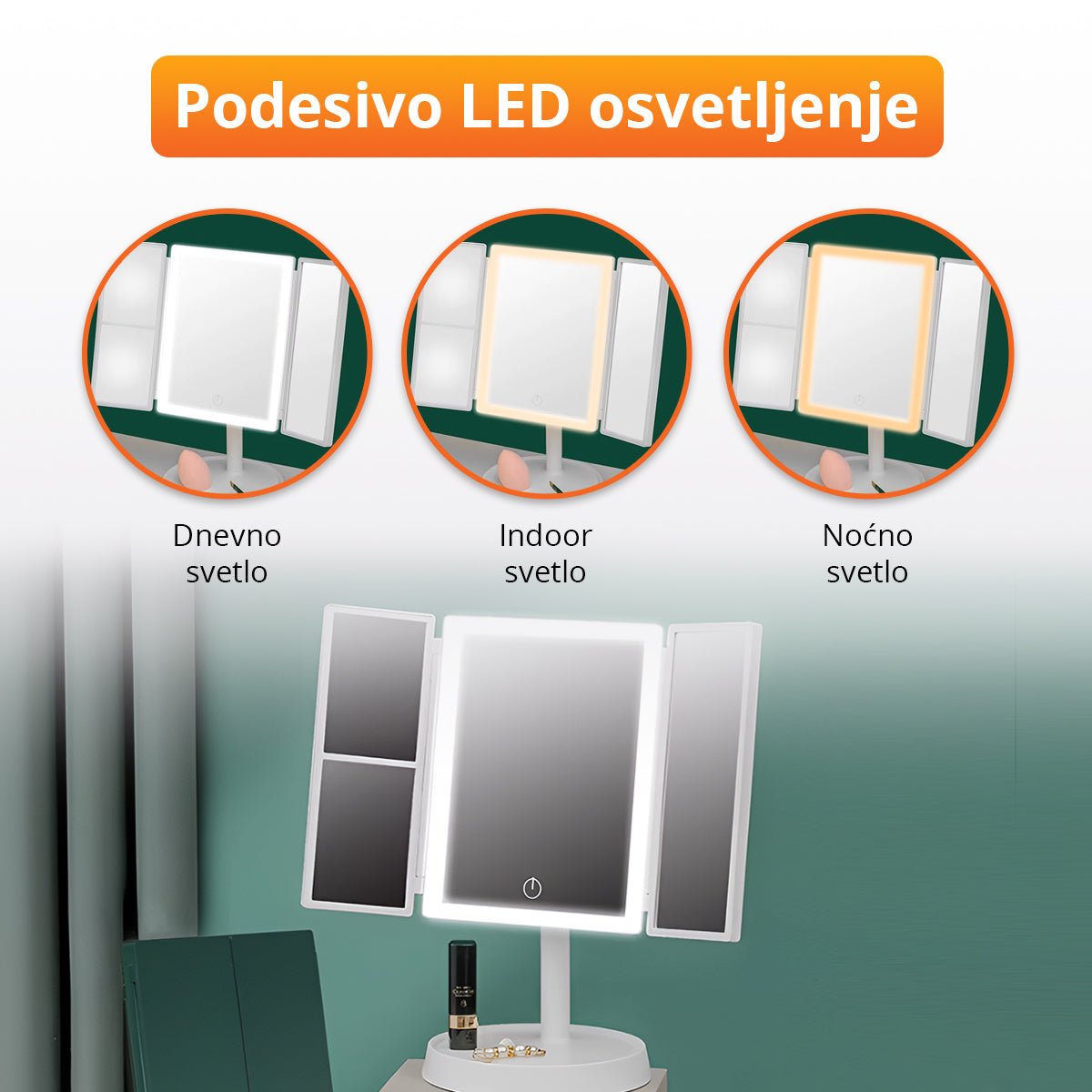 Ogledalo za šminkanje sa LED svetlom