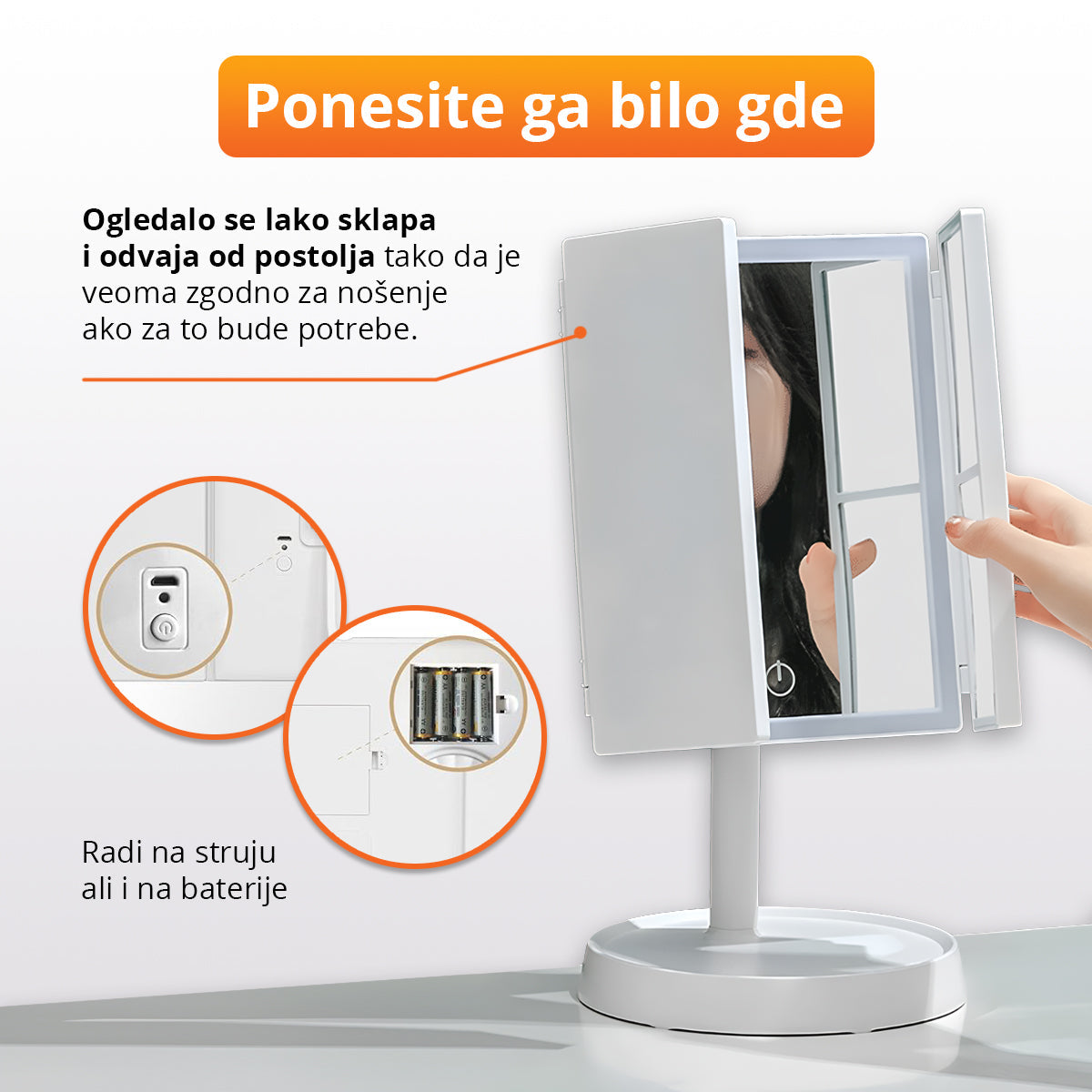 Ogledalo za šminkanje sa LED svetlom
