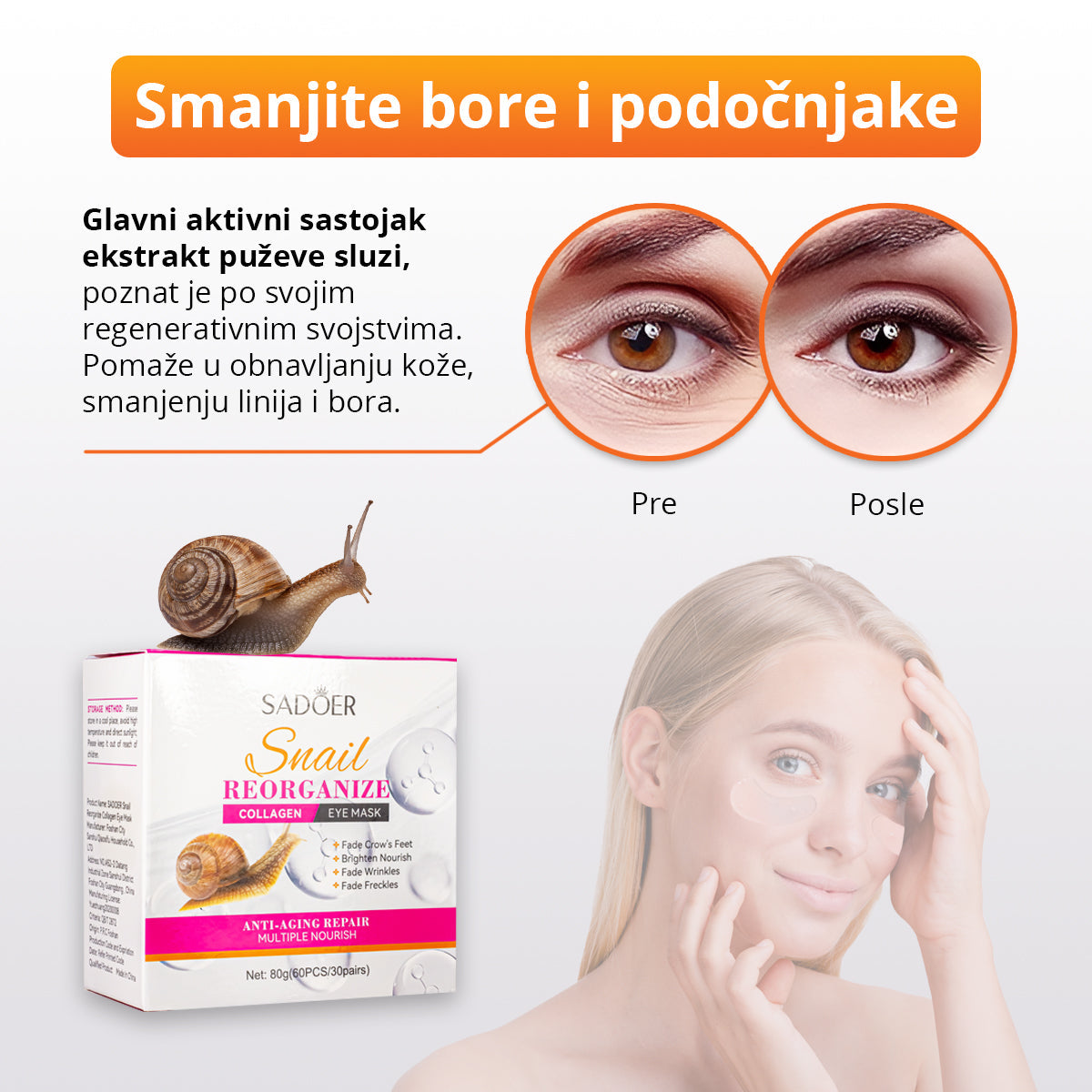 Gel jastučići sa kolagenom za predeo oko očiju (30 pari)