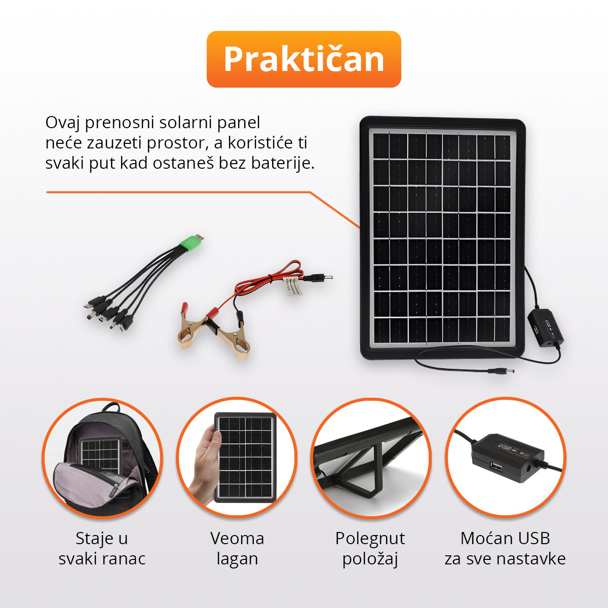 Prenosni solarni panel za direktno punjenje uređaja