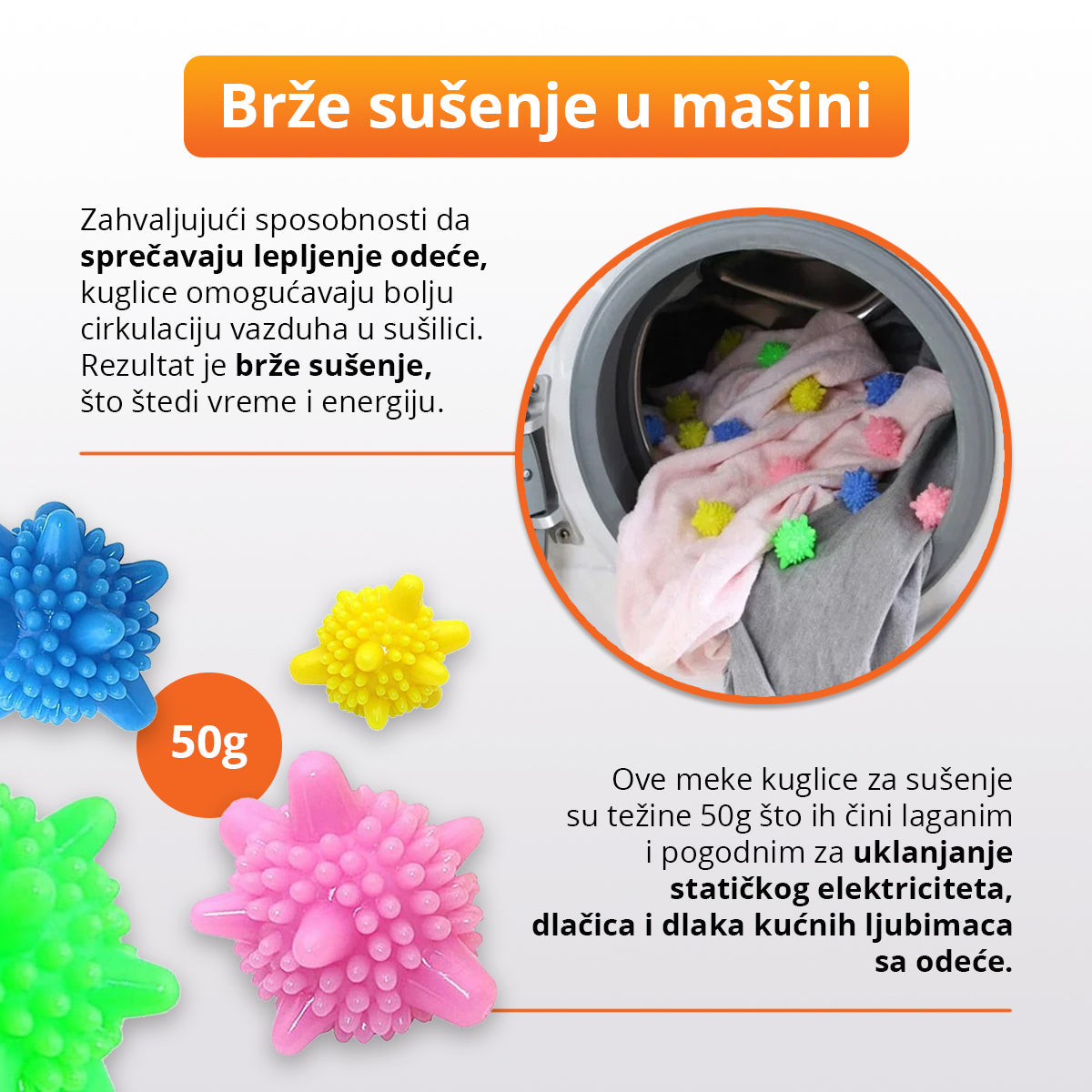 Kuglice za pranje i sušenje veša bez gužvanja (12 komada)