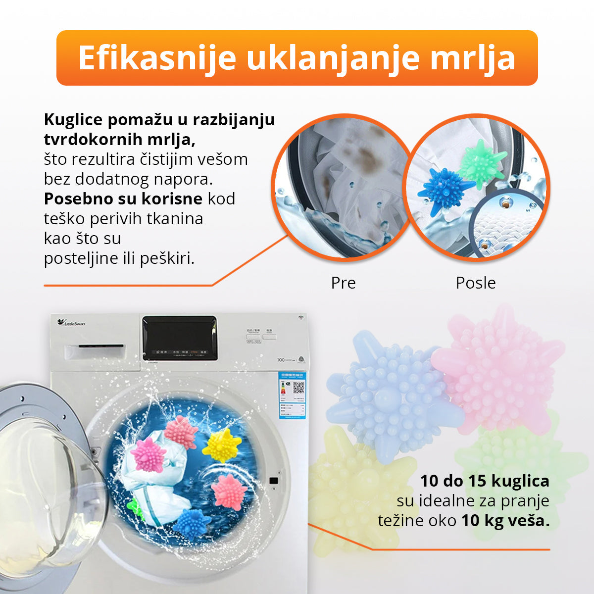 Kuglice za pranje i sušenje veša bez gužvanja (12 komada)